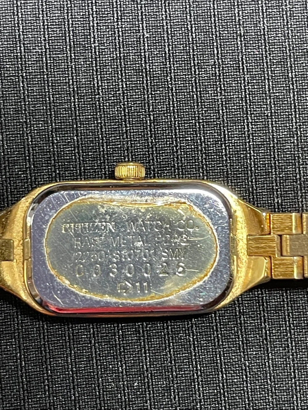 Citizen Gold Bracelet Watch with Black Dial and Crystal Bezel